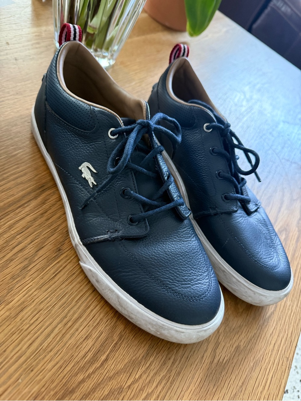 Lacoste Men’s Navy Blue Leather Low-Top Sneakers